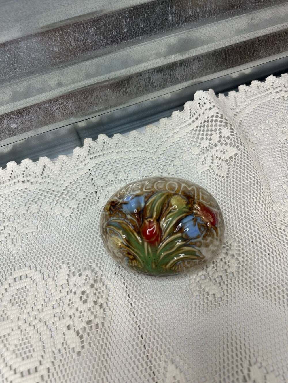 Ceramic Welcome Garden Rock